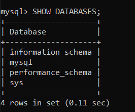 sql show all databases
